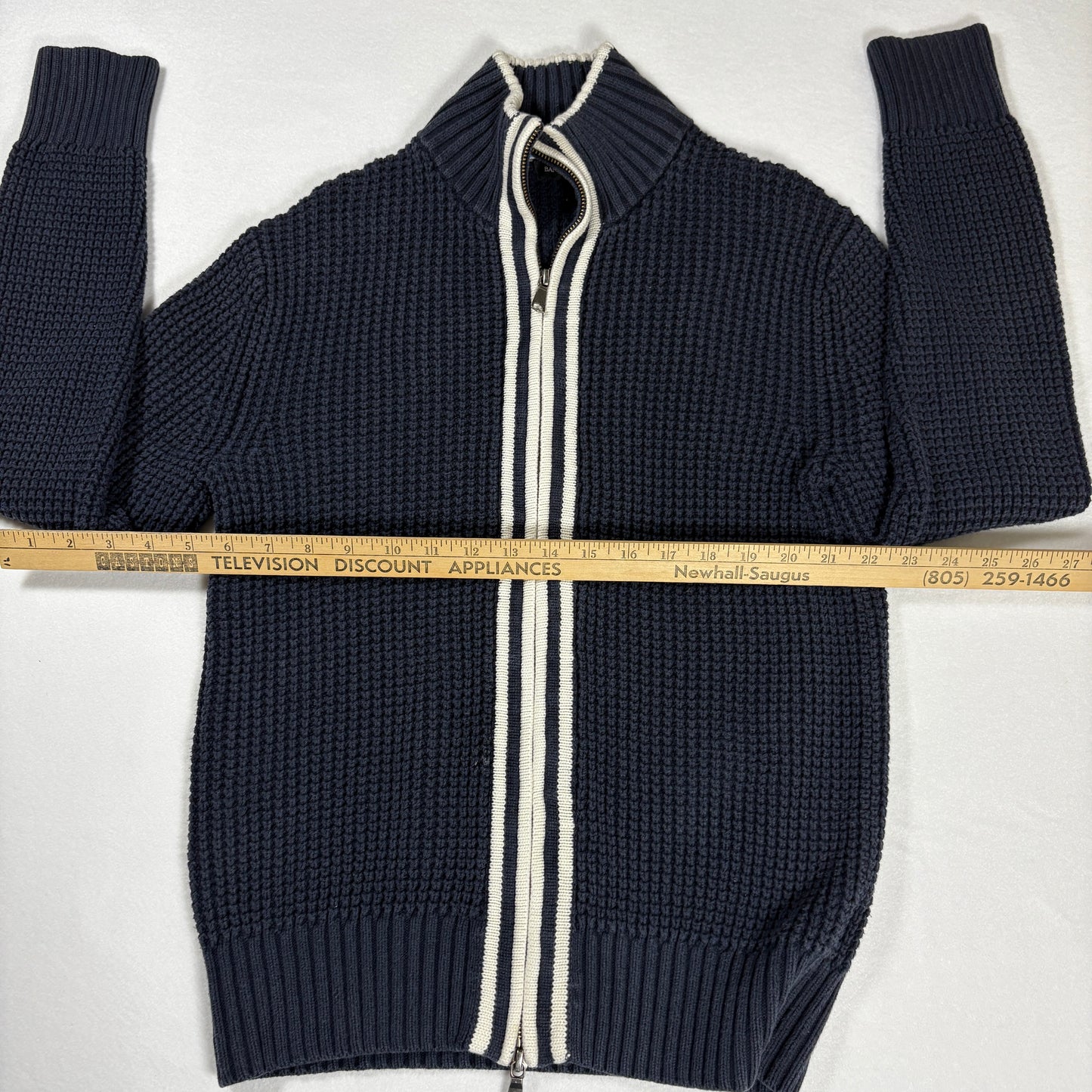 Banana Republic Sweater S Navy Full Zip Knit Cardigan Jacket Chunky Cotton Blend
