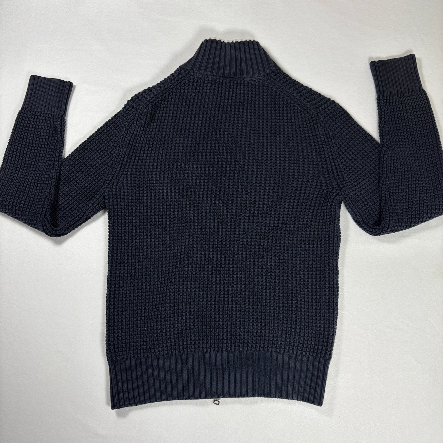 Banana Republic Sweater S Navy Full Zip Knit Cardigan Jacket Chunky Cotton Blend