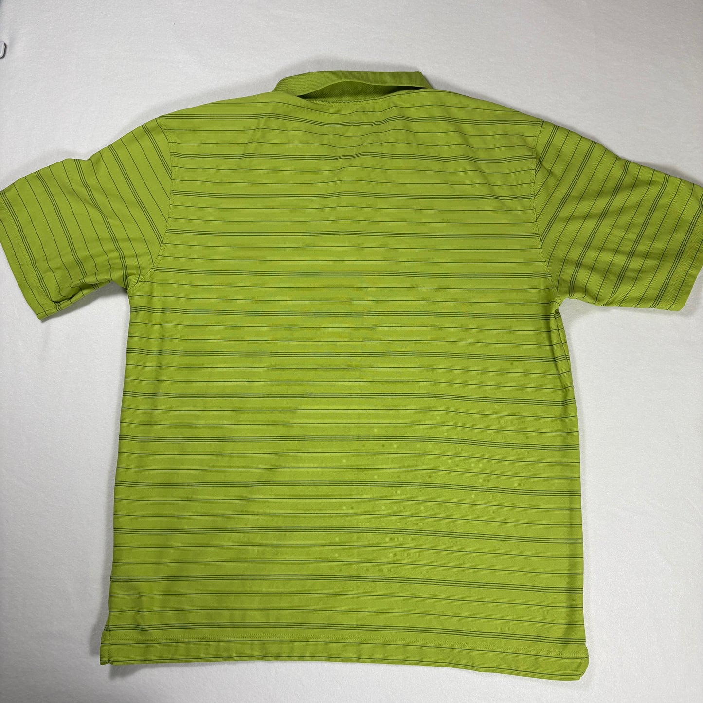 Nike Golf Polo Shirt Mens M Green Striped Dri-Fit Performance Short Sleeve