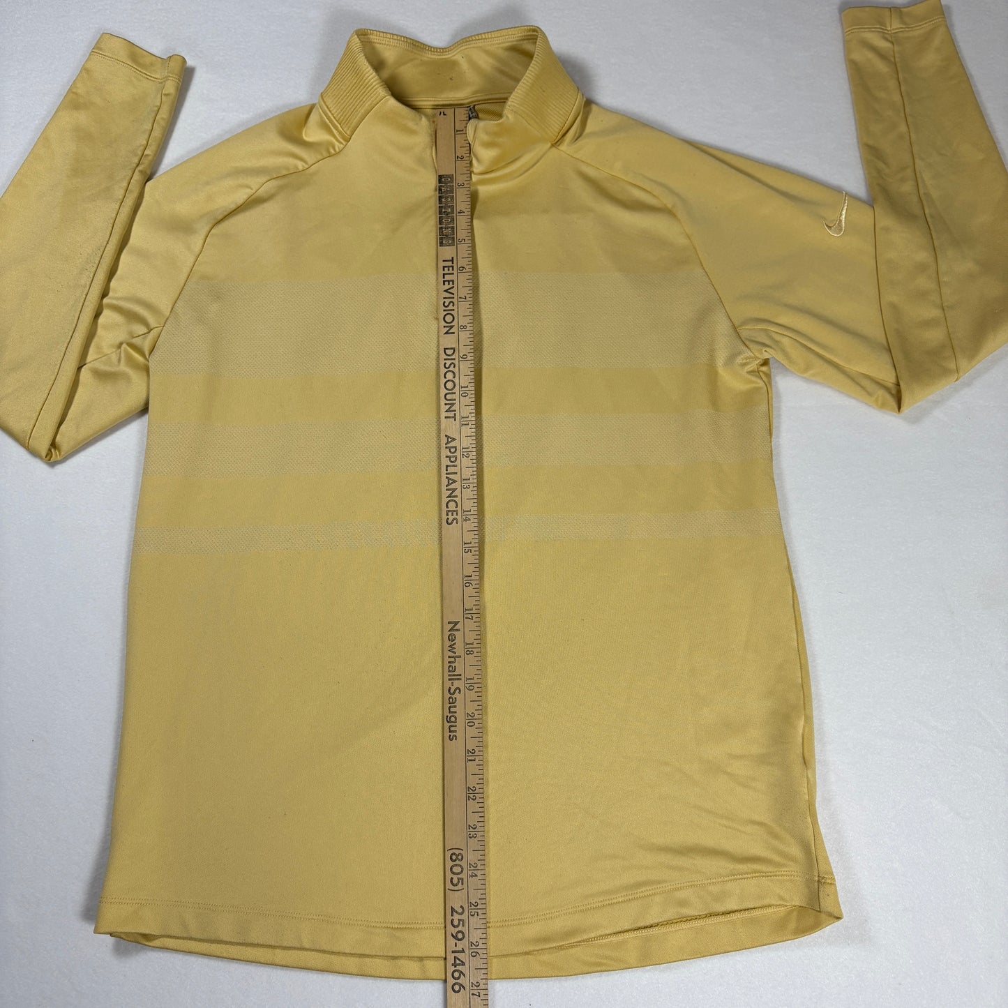 Nike Dri-Fit 1/4 Zip Pullover Mens M Yellow Long Sleeve Athletic Golf Standard Fit