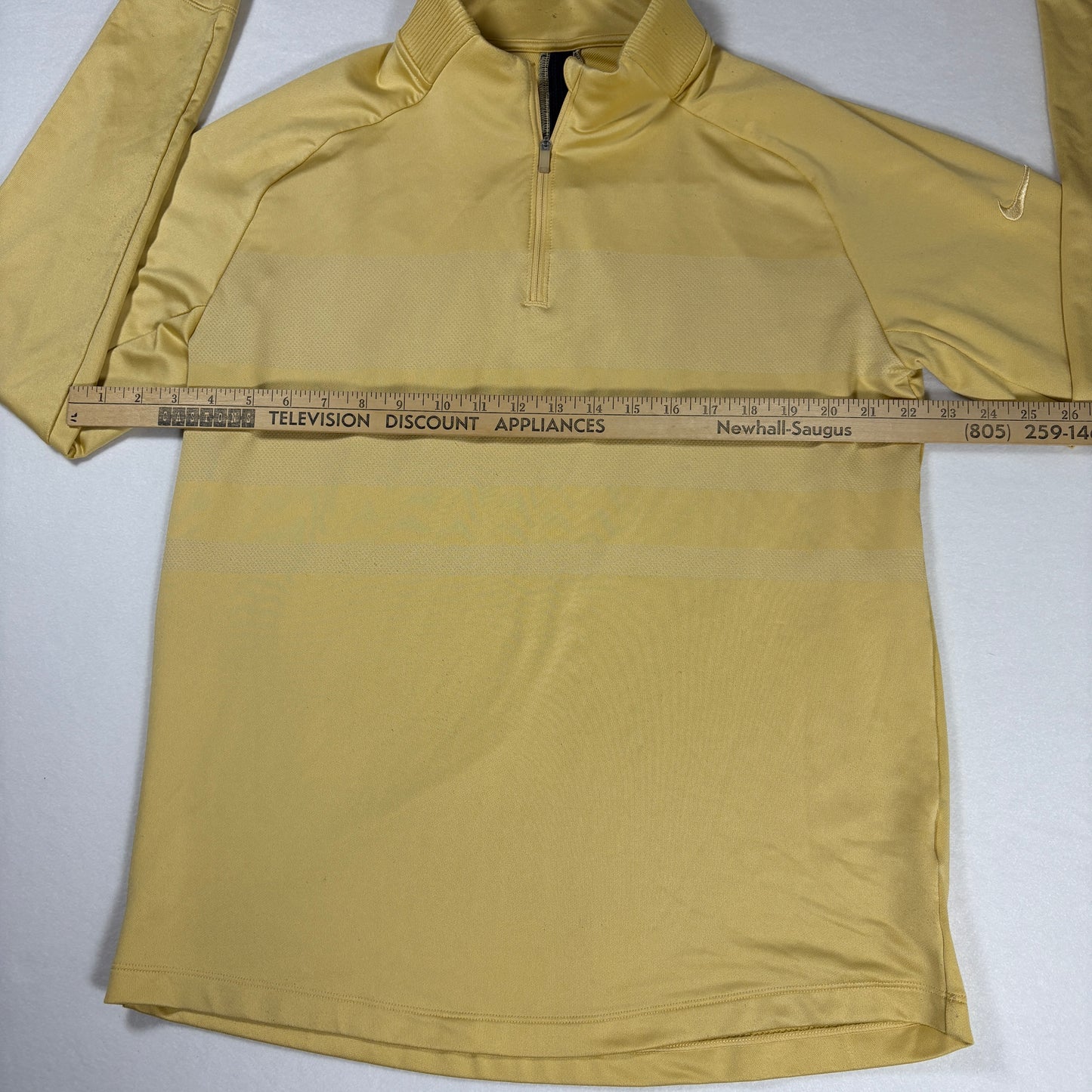 Nike Dri-Fit 1/4 Zip Pullover Mens M Yellow Long Sleeve Athletic Golf Standard Fit