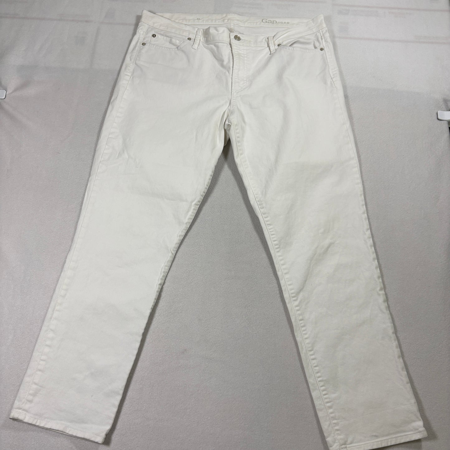 Gap 1969 Jeans Mens 33x32 White Straight Fit Denim Pants Casual Classic