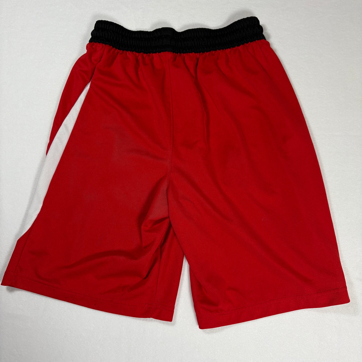 Nike Dri-Fit Basketball Shorts Men’s M Red Black Elastic Waist Big Swoosh Logo