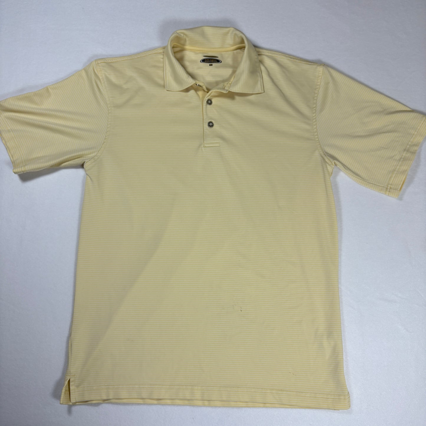 Pebble Beach Lone Cypress Performance Polo Shirt Men’s Small Yellow Striped Golf