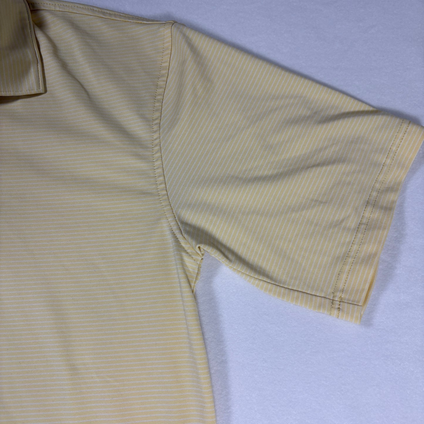 Pebble Beach Lone Cypress Performance Polo Shirt Men’s Small Yellow Striped Golf