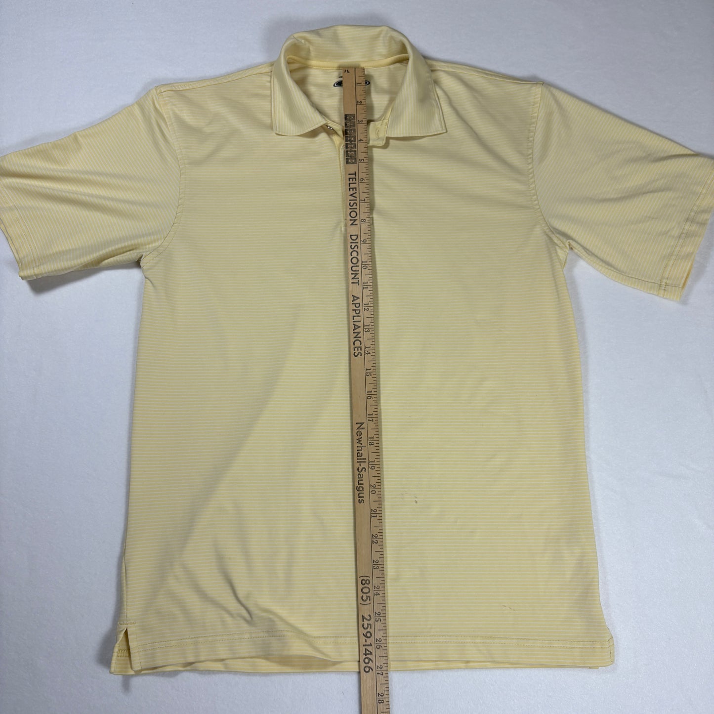 Pebble Beach Lone Cypress Performance Polo Shirt Men’s Small Yellow Striped Golf