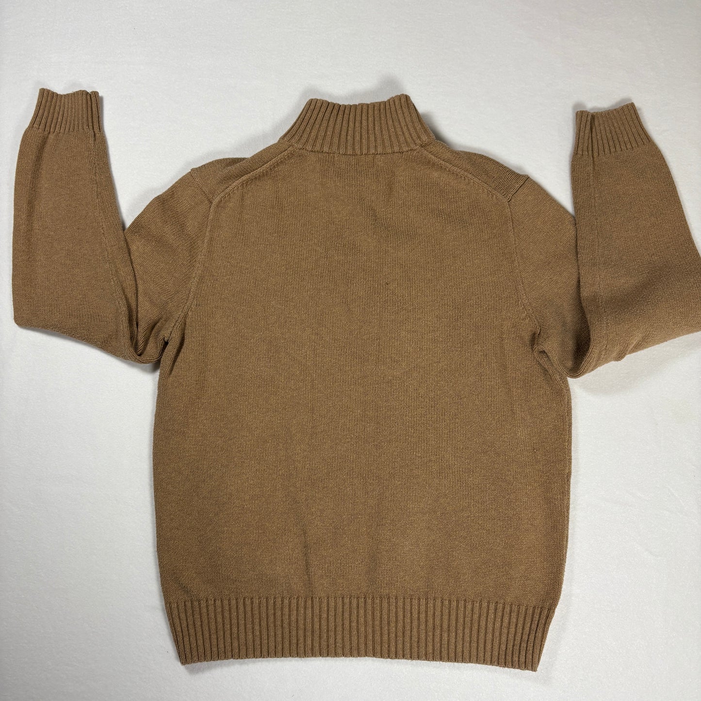 Polo Ralph Lauren Men’s 1/4 Zip Sweater Medium Brown Wool Blend Knit Pullover