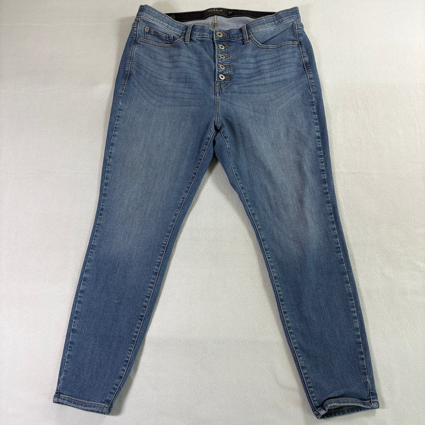 Torrid Sky High Skinny Jeans 20R Fits Like 35x27 Blue Button Fly Stretch