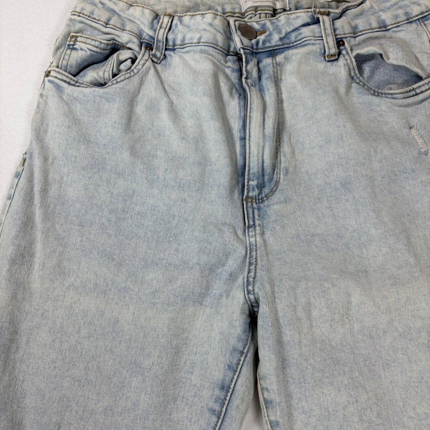 Cotton On Stretch Mom Jeans Women’s 10 Light Wash Baggy High Rise Distressed Denim