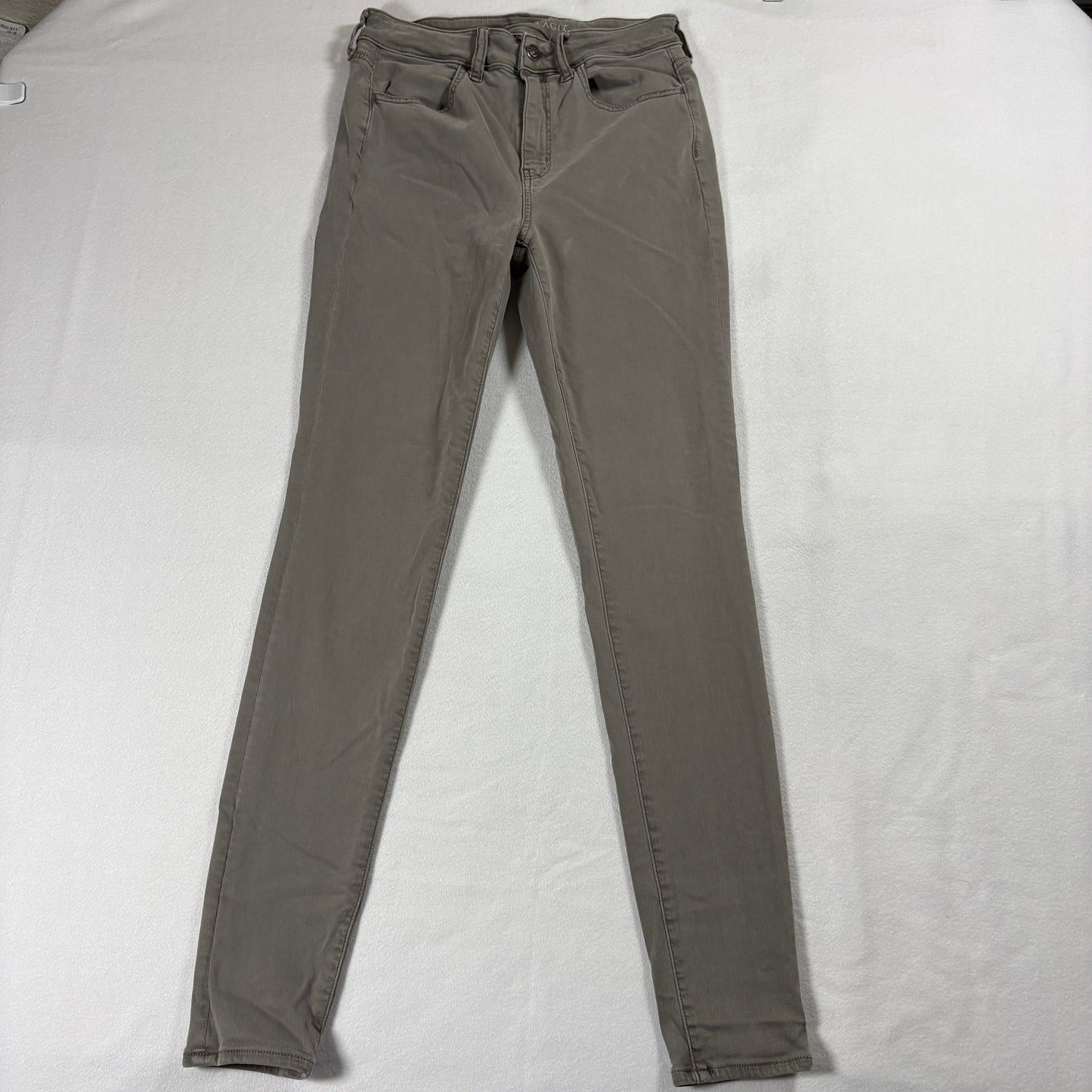 American Eagle Jeans Womens 8 Long Gray Skinny Stretch Denim Retro Vintage Looks