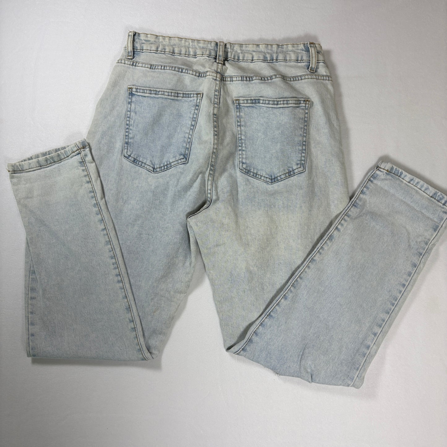 Cotton On Stretch Mom Jeans Women’s 10 Light Wash Baggy High Rise Distressed Denim
