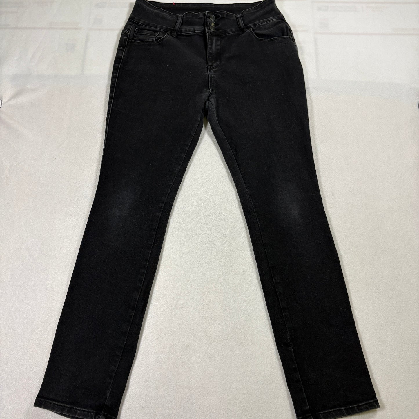 Bamboo Black High Rise Skinny Jeans Womens 15 Triple Button Stretch Y2K Streetwear