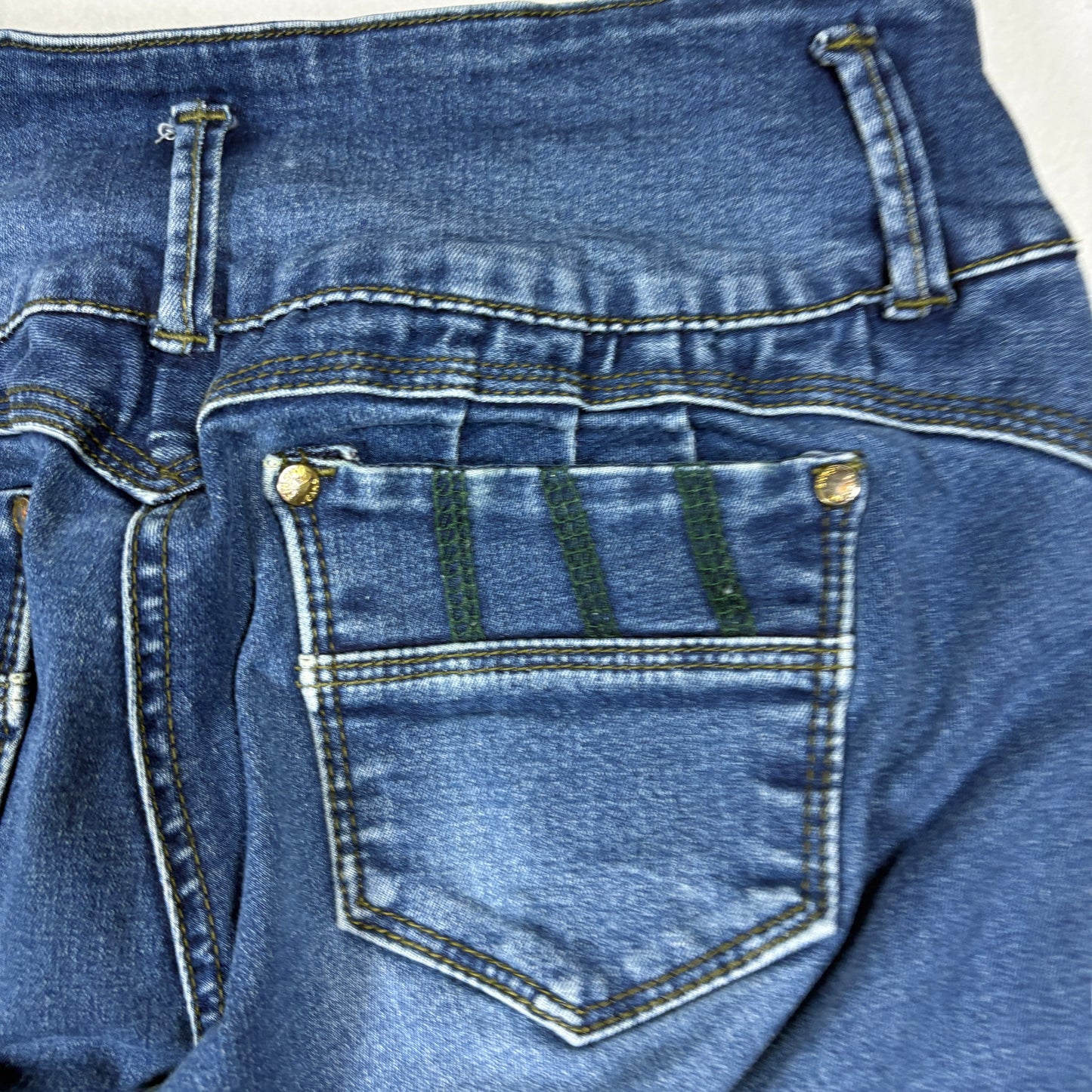 Tissini Womens Jeans Dark Wash Distressed Skinny High Rise Push Up Y2K Size 14