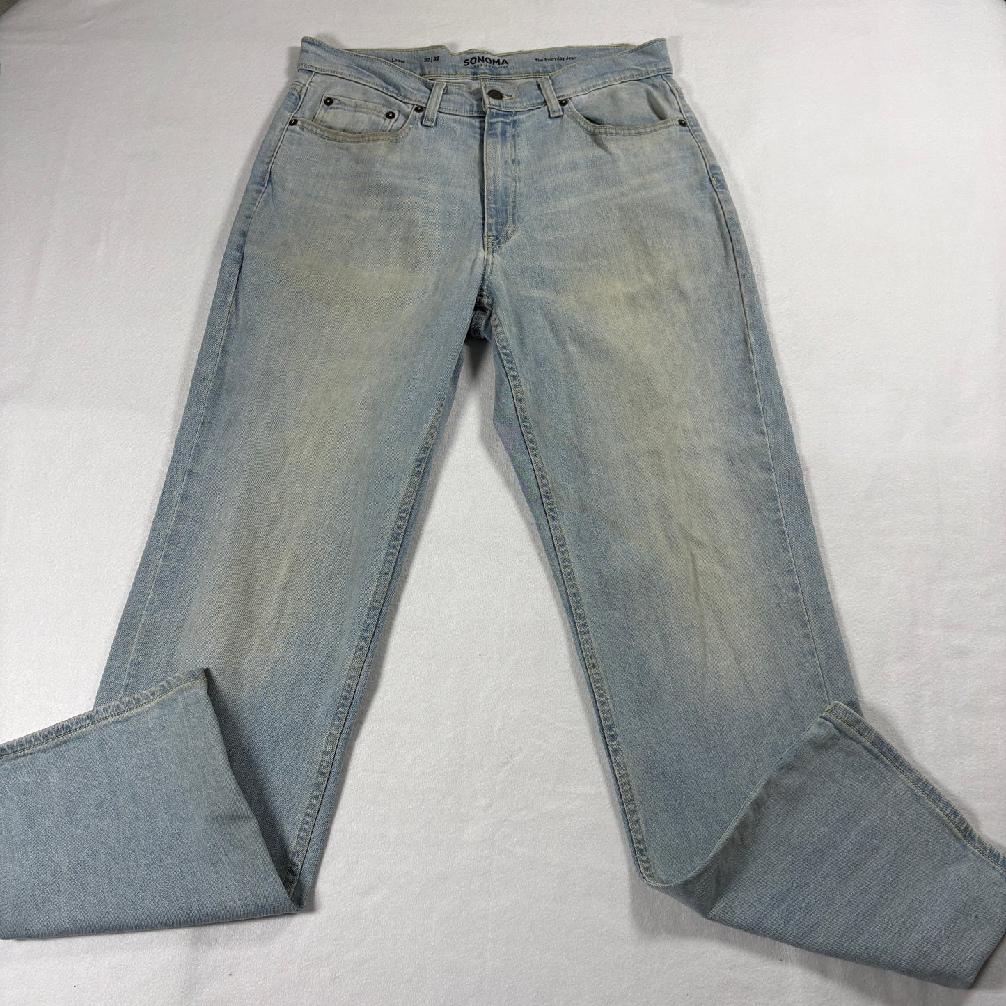 Sonoma Jeans Mens 32x32 Light Blue Vintage Loose Fit Denim Workwear Classic USA!