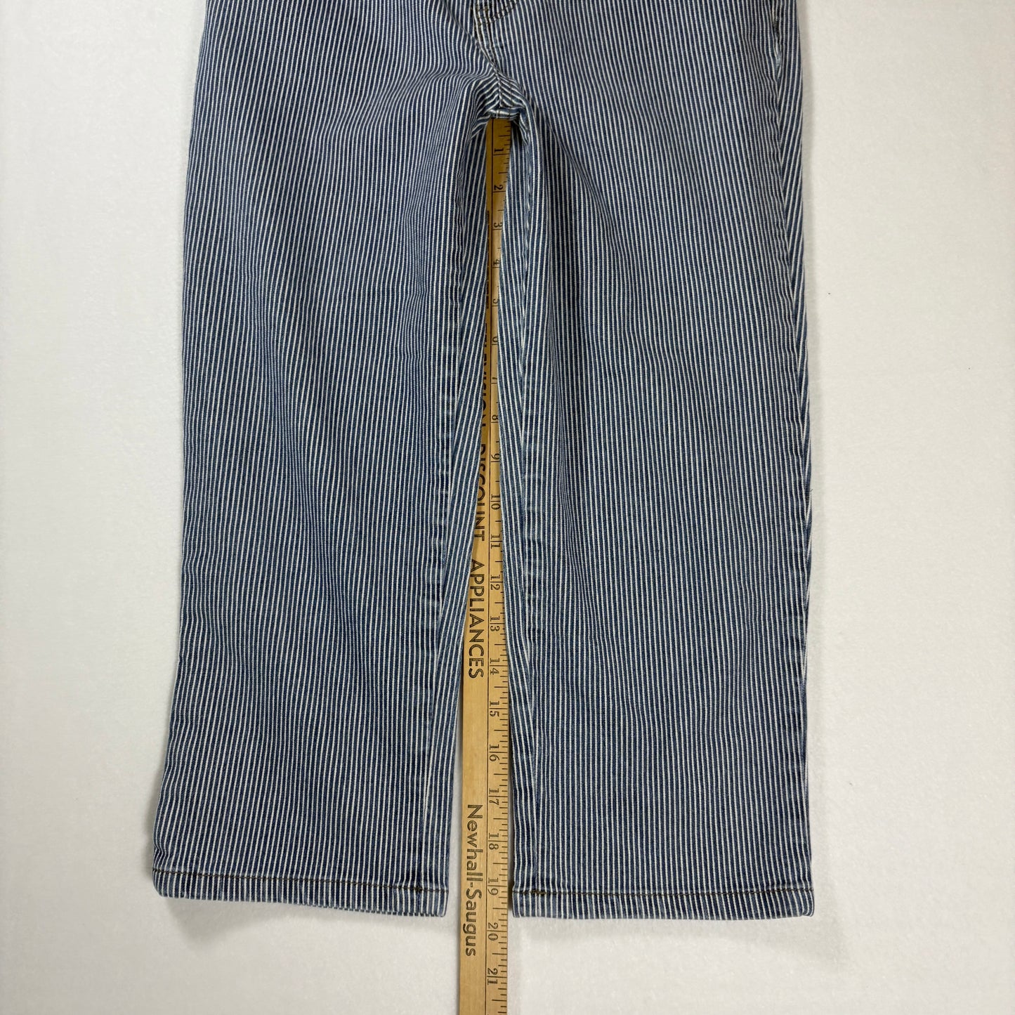 Style & Co Denim Women’s 4P Blue White Pinstripe Cropped Jeans Stretch Casual