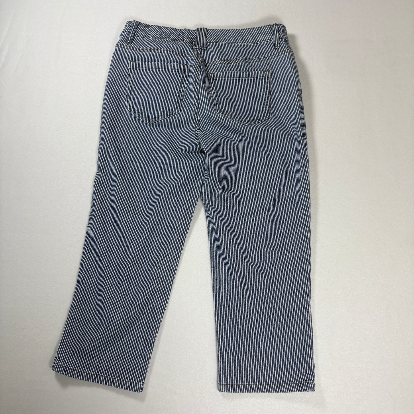 Style & Co Denim Women’s 4P Blue White Pinstripe Cropped Jeans Stretch Casual