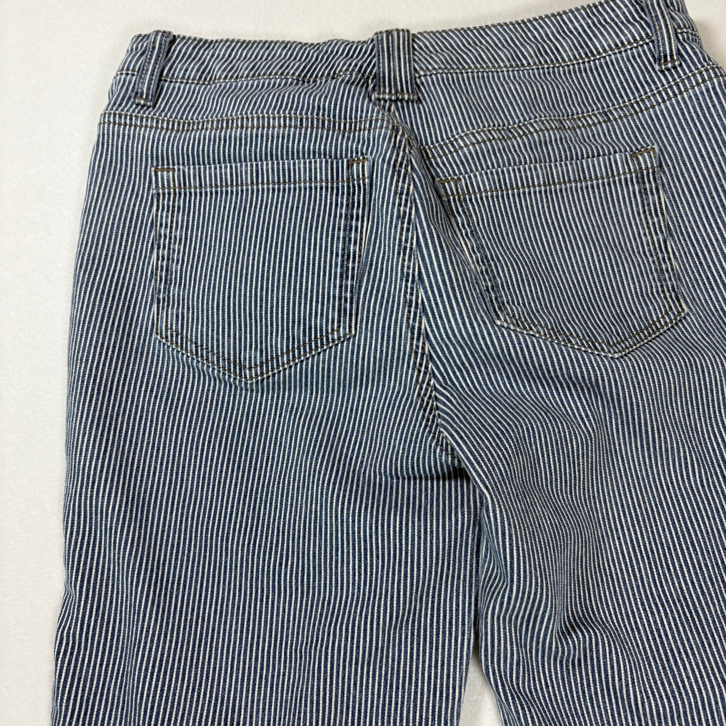 Style & Co Denim Women’s 4P Blue White Pinstripe Cropped Jeans Stretch Casual