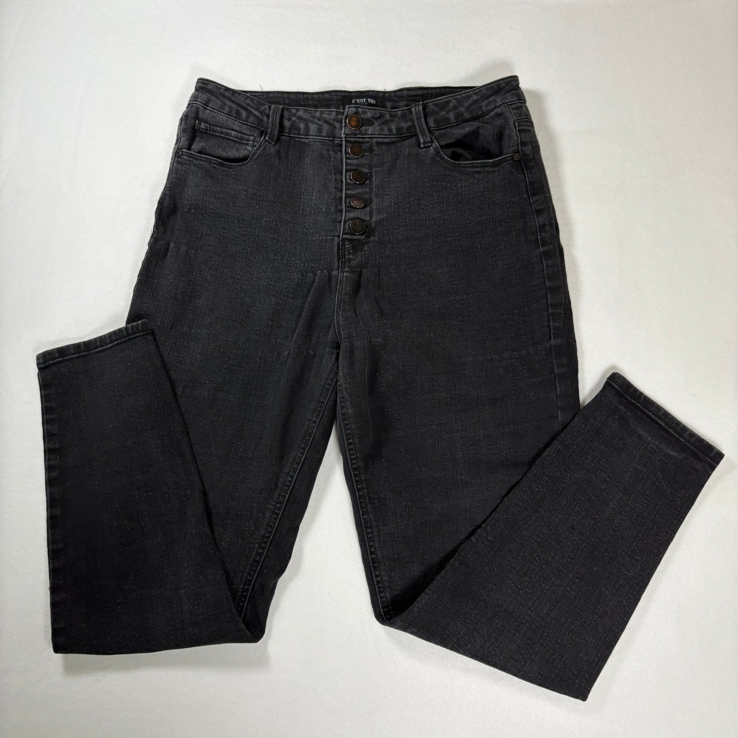 C’est Toi Black Jeans Women’s 15 Waist 31 High Rise Button Fly Skinny Stretch Denim