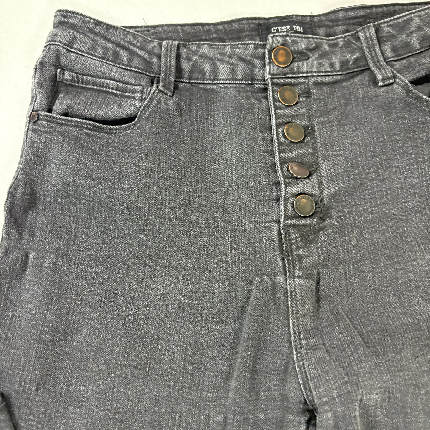 C’est Toi Black Jeans Women’s 15 Waist 31 High Rise Button Fly Skinny Stretch Denim