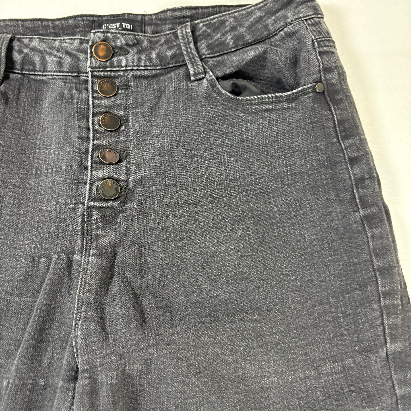 C’est Toi Black Jeans Women’s 15 Waist 31 High Rise Button Fly Skinny Stretch Denim