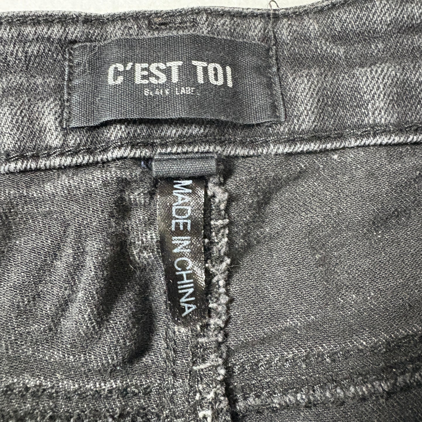 C’est Toi Black Jeans Women’s 15 Waist 31 High Rise Button Fly Skinny Stretch Denim