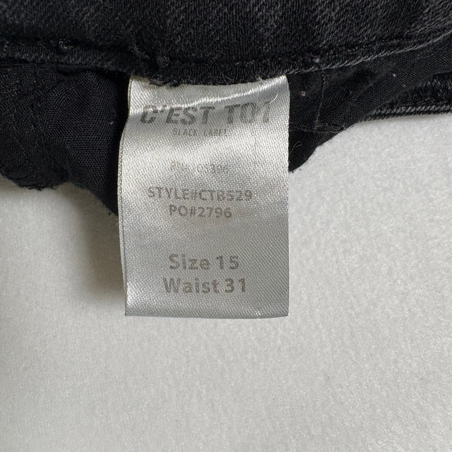 C’est Toi Black Jeans Women’s 15 Waist 31 High Rise Button Fly Skinny Stretch Denim