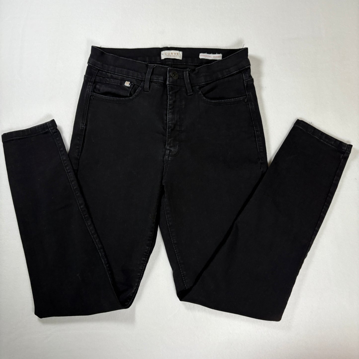Curve Appeal Essential Skinny Black Jeans Womens No Tag Baggy Fit 32x27 Stretch