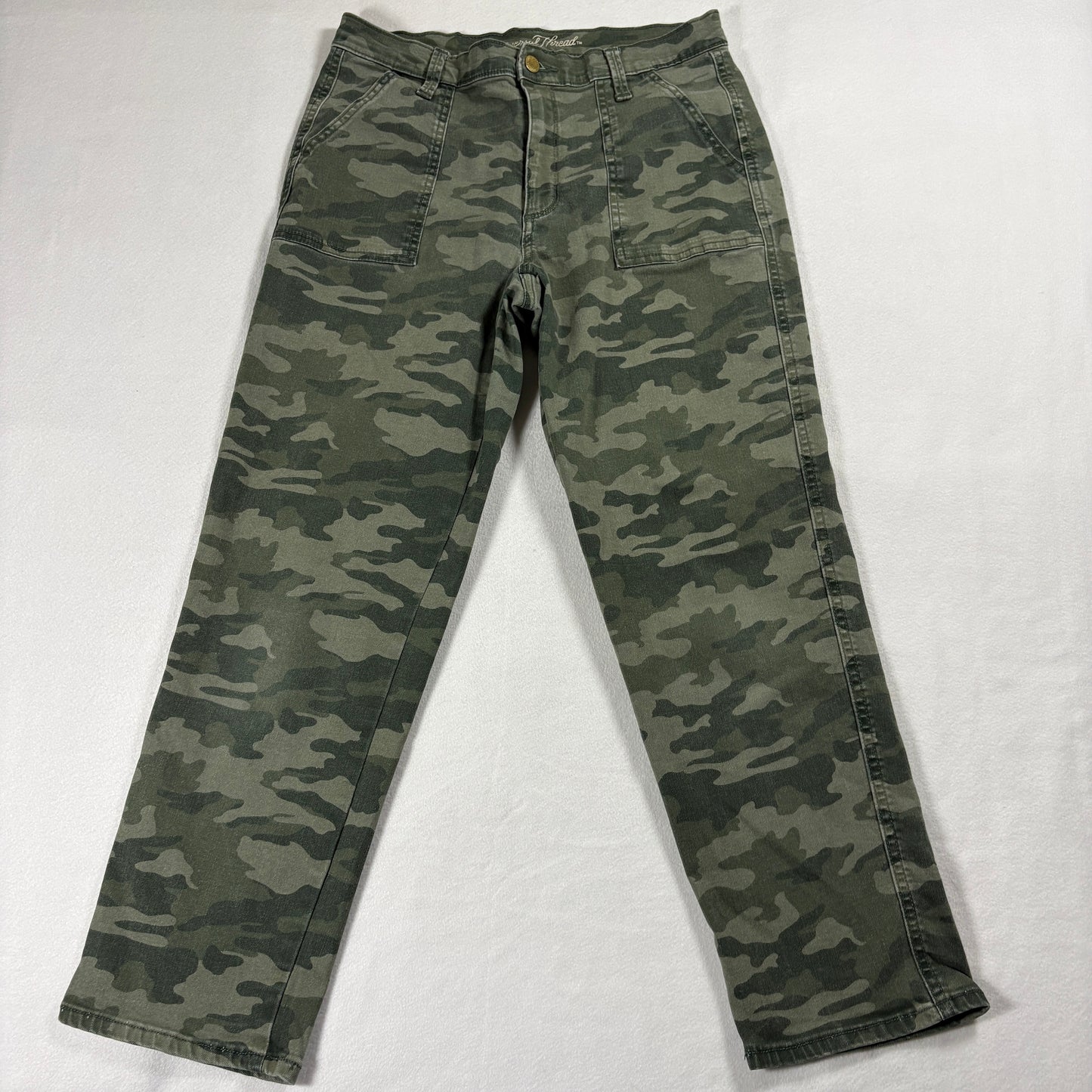 Universal Thread Pants Womens High Rise Straight Camo Green Streetwear Y2K 90sII