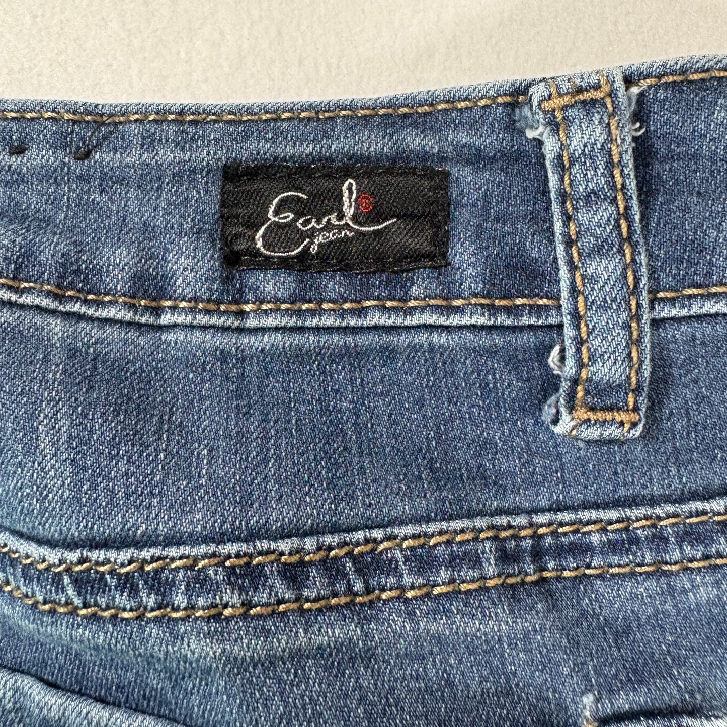 Earl Jeans Skinny Distressed Blue Denim Womens 8 Ripped Stretch Jeggings Baggy Fit