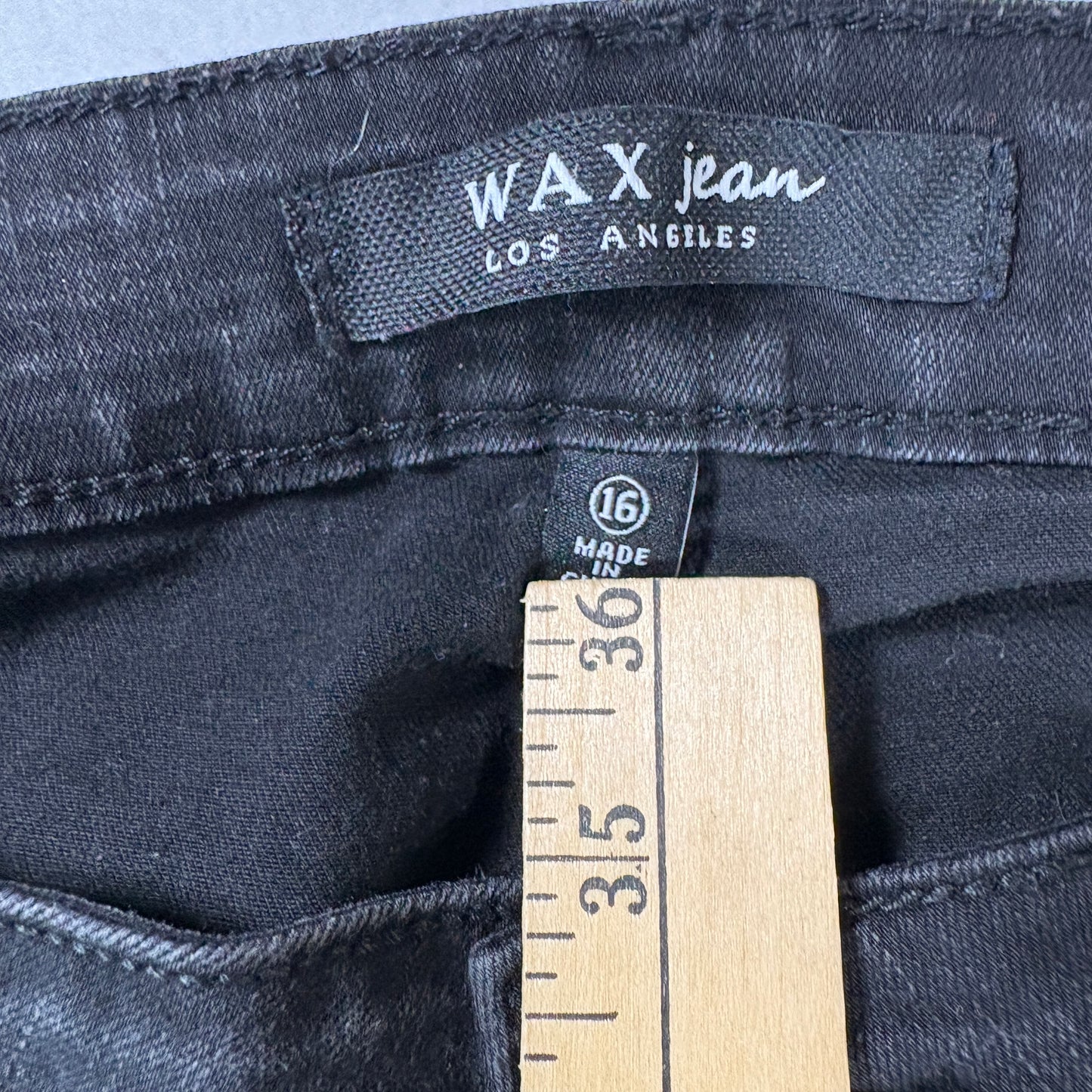 Wax Jean Los Angeles Women’s Skinny Jeans Black Distressed Ripped Denim 16