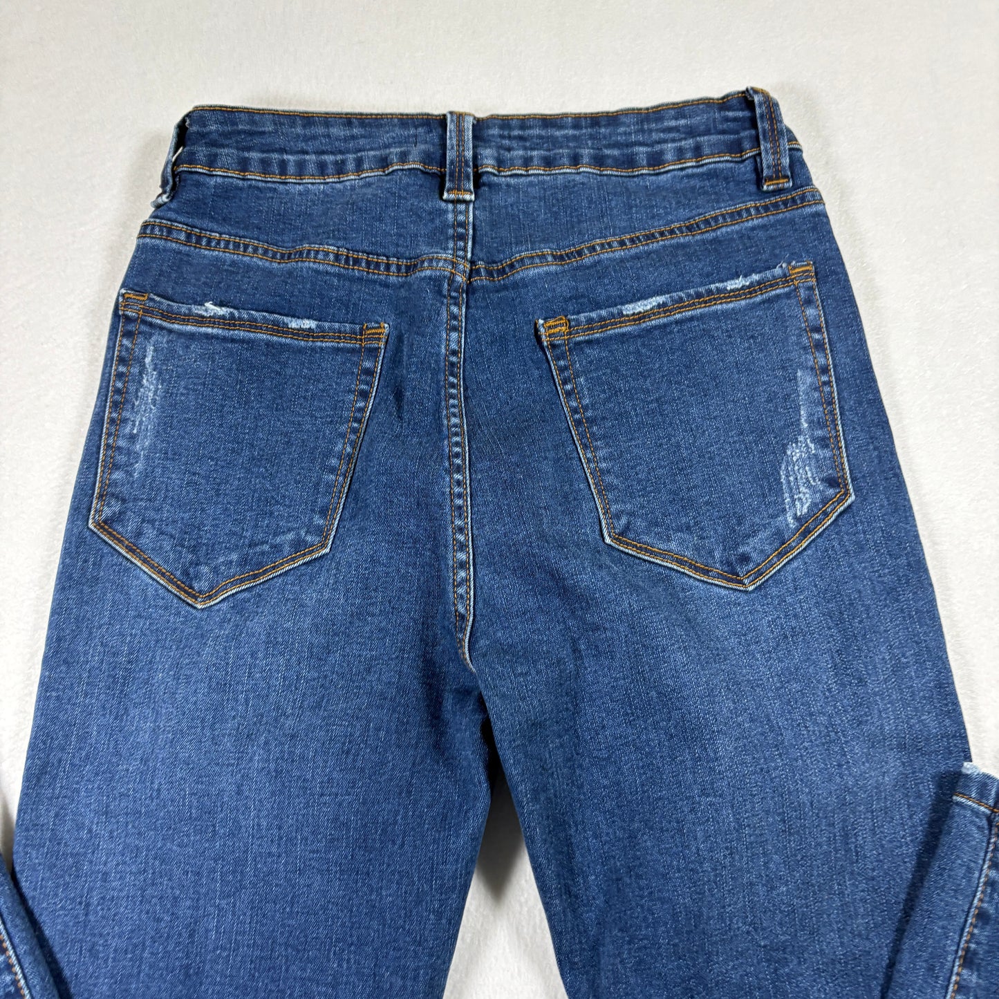 Fashion Nova Womens Jeans 7 Distressed Blue Denim Skinny Stretch Ripped Y2K