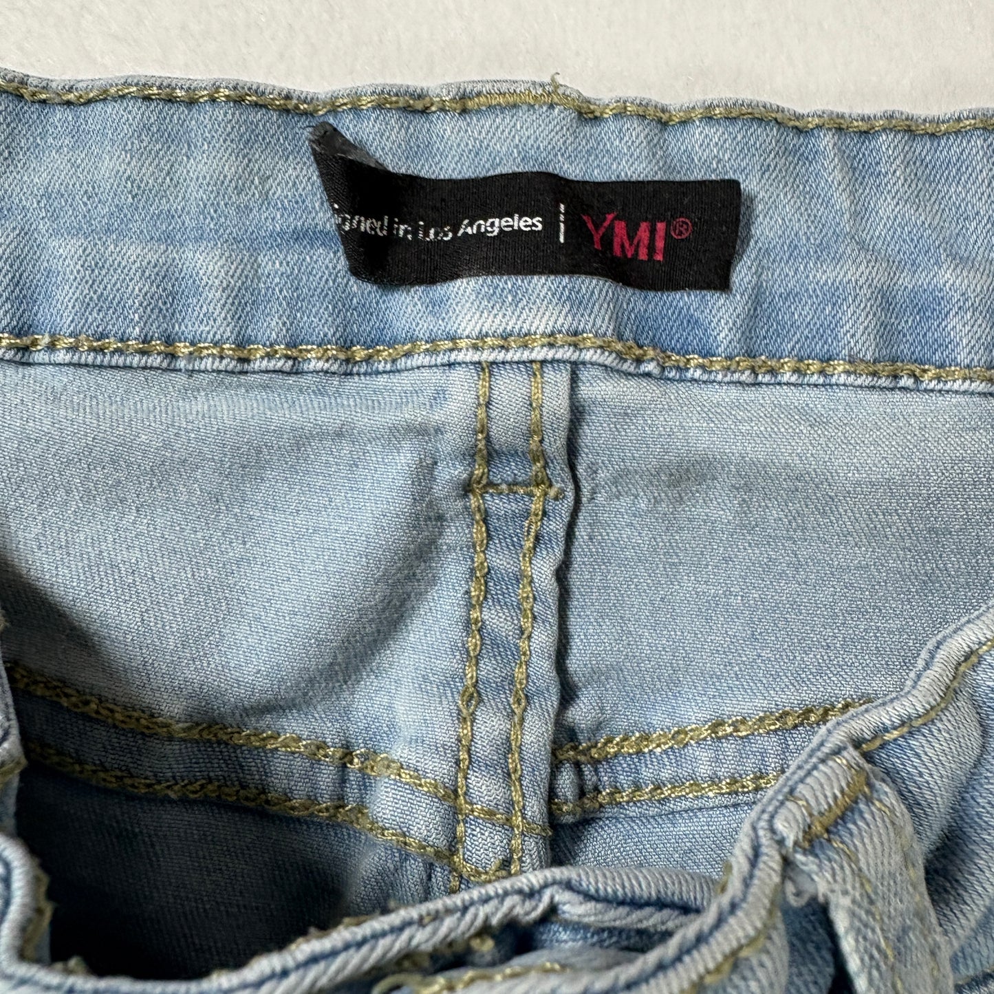 YMI Jeans Women’s Light Wash Denim Distressed Raw Hem Baggy Straight Leg