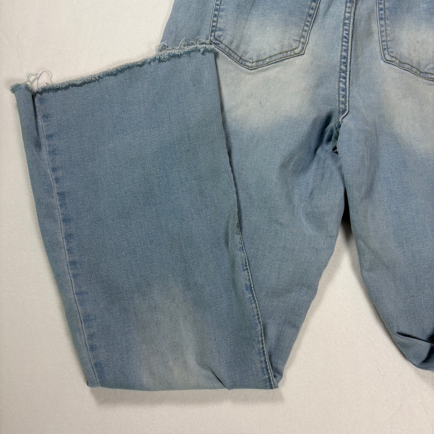 YMI Jeans Women’s Light Wash Denim Distressed Raw Hem Baggy Straight Leg