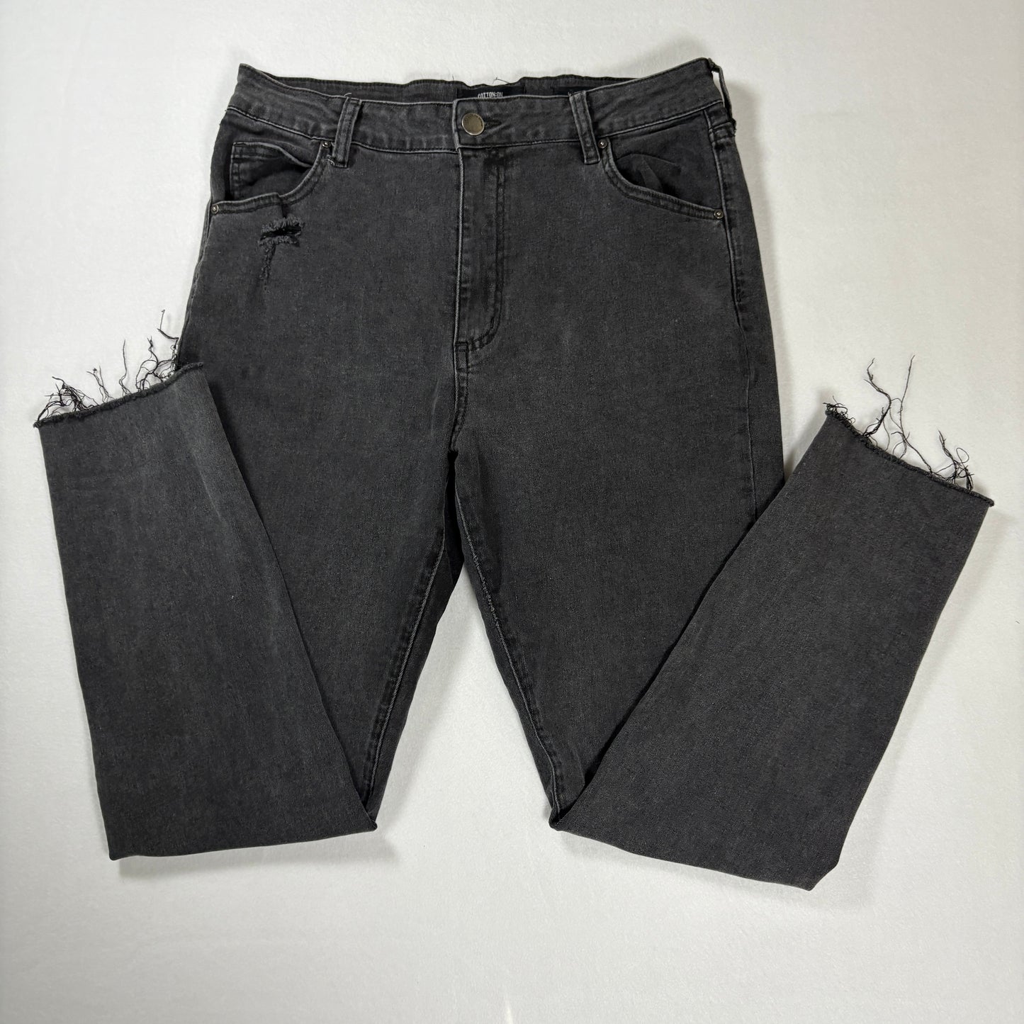 Cotton On Jeans Women’s 10 US Black High Rise Skinny Distressed Raw Hem