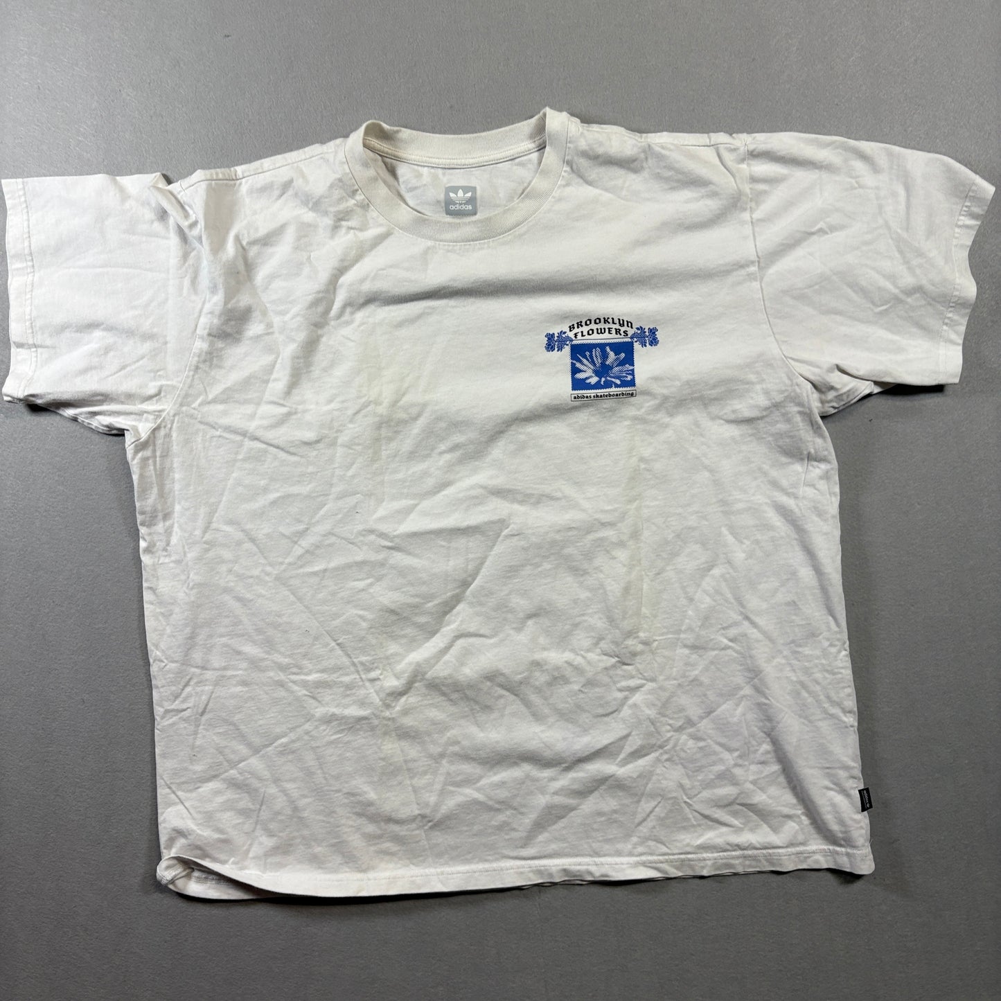 Adidas Skateboarding Graphic T Shirt XL Fits Like X White Brooklyn Flowers