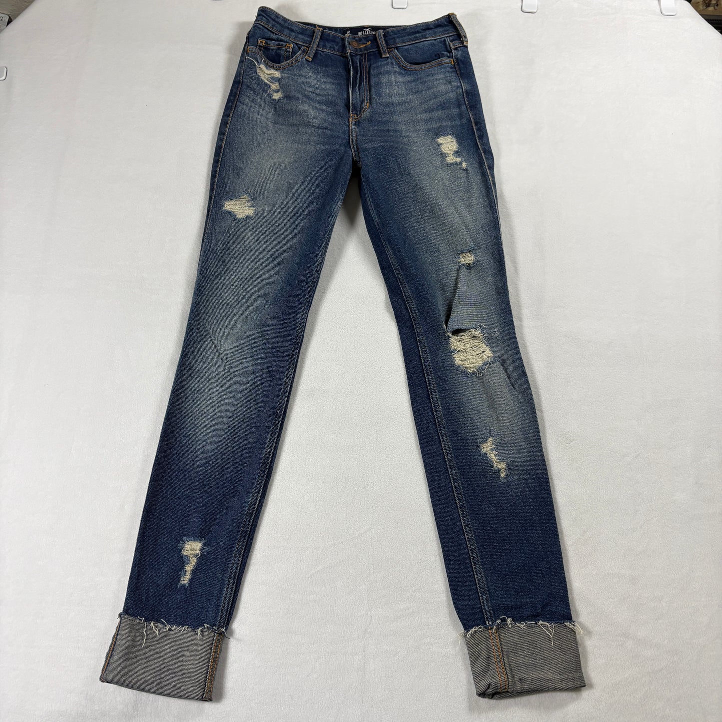 Hollister Jeans Womens W25 L30 High Rise Super Skinny Distressed Dark Wash Y2K90