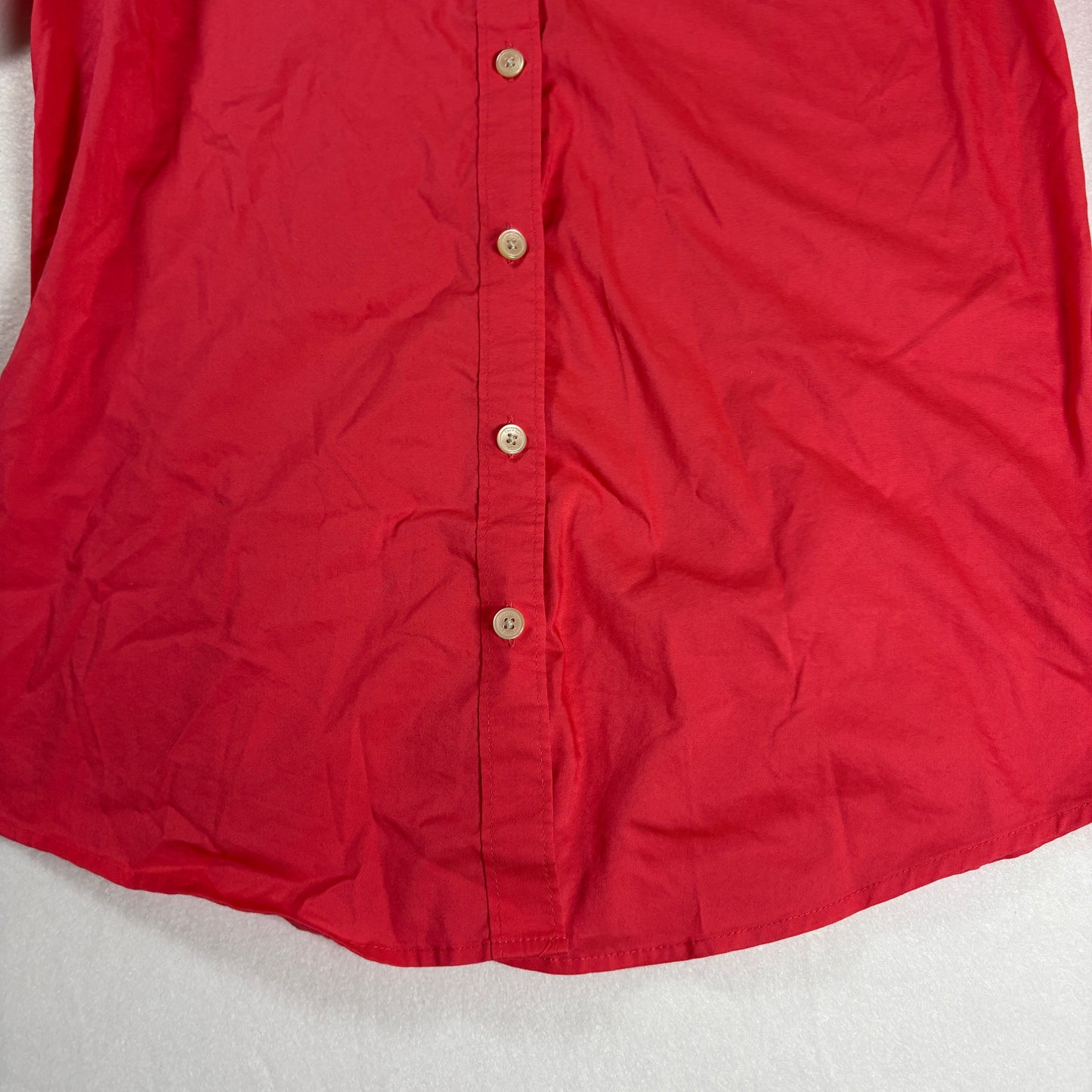 Calvin Klein Women’s Button Up Shirt Red Long Sleeve Collared Blouse Medium