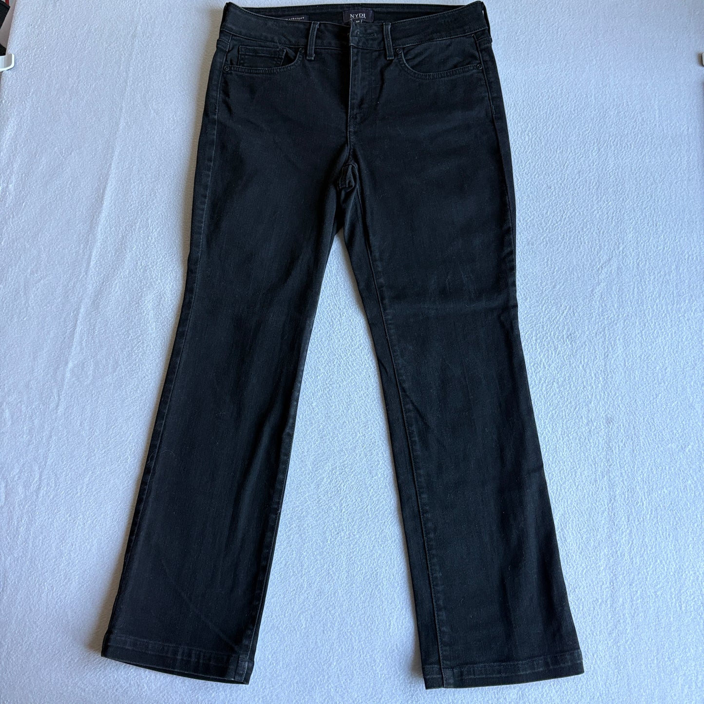 NYDJ Marilyn Straight Womens Jeans 6P Black Lift Tuck Stretch Slim Straight Denim
