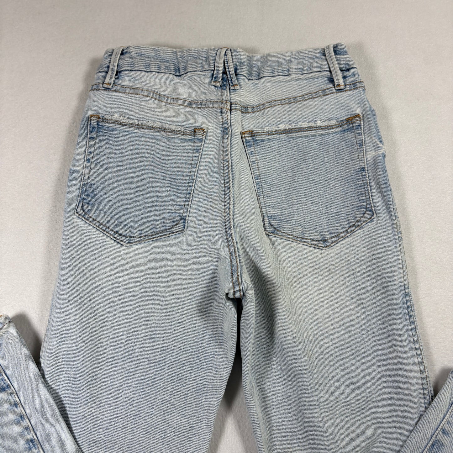 Good American Womens Jeans 4/27 Light Wash Distressed Ripped Y2K Grunge Denim