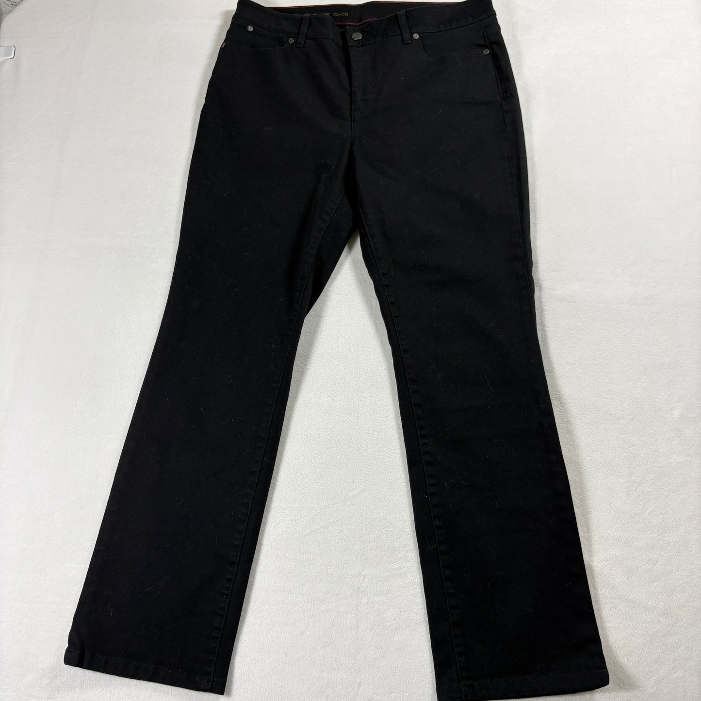 Vintage Black Jeans Womens 12P Straight Leg Y2K Retro Streetwear Pants Style Fits