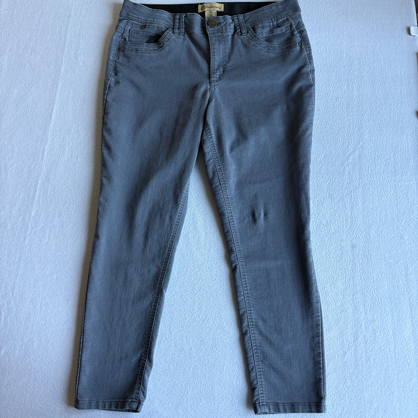 Democracy Ab Technology Womens Skinny Jeans Gray Stretch Slim Fit Size 14 Denim