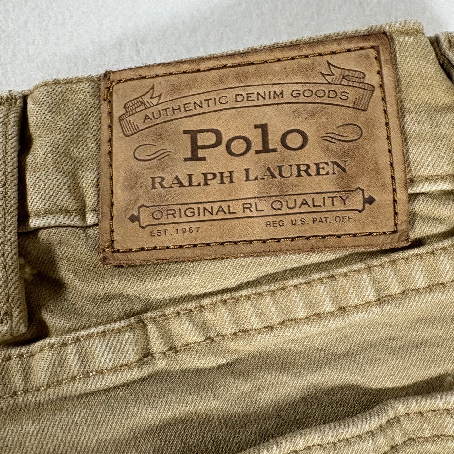 Polo Ralph Lauren Men’s Jeans Khaki Beige Denim Pants Straight Fit 42x32