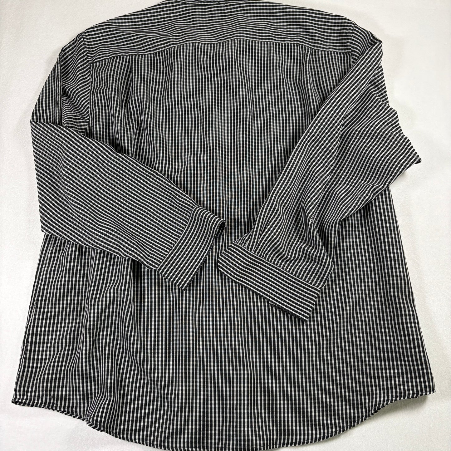 David Taylor Mens Shirt 3XLT Black White Plaid Button Front Long Sleeve Big Tall