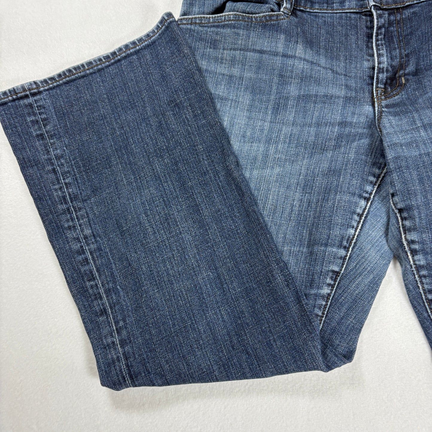 Women’s Blue Jeans Bootcut Flare Denim Pants Size 12A Dark Wash Stretch
