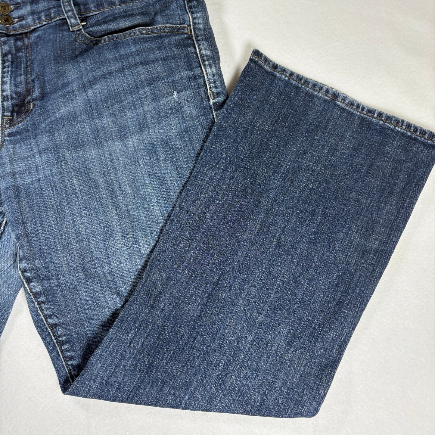 Women’s Blue Jeans Bootcut Flare Denim Pants Size 12A Dark Wash Stretch