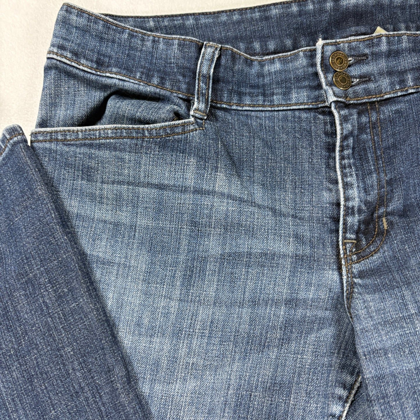 Women’s Blue Jeans Bootcut Flare Denim Pants Size 12A Dark Wash Stretch