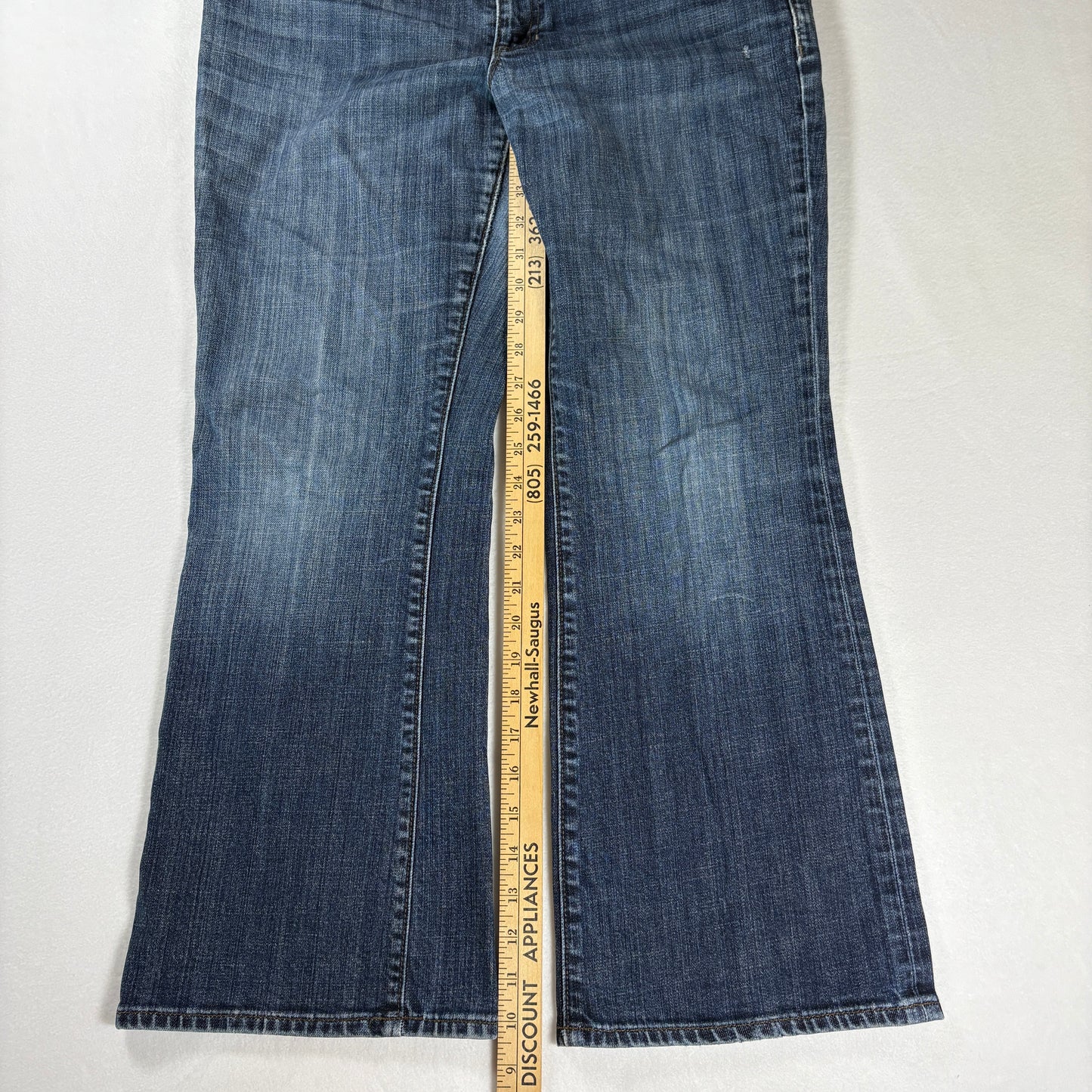 Women’s Blue Jeans Bootcut Flare Denim Pants Size 12A Dark Wash Stretch