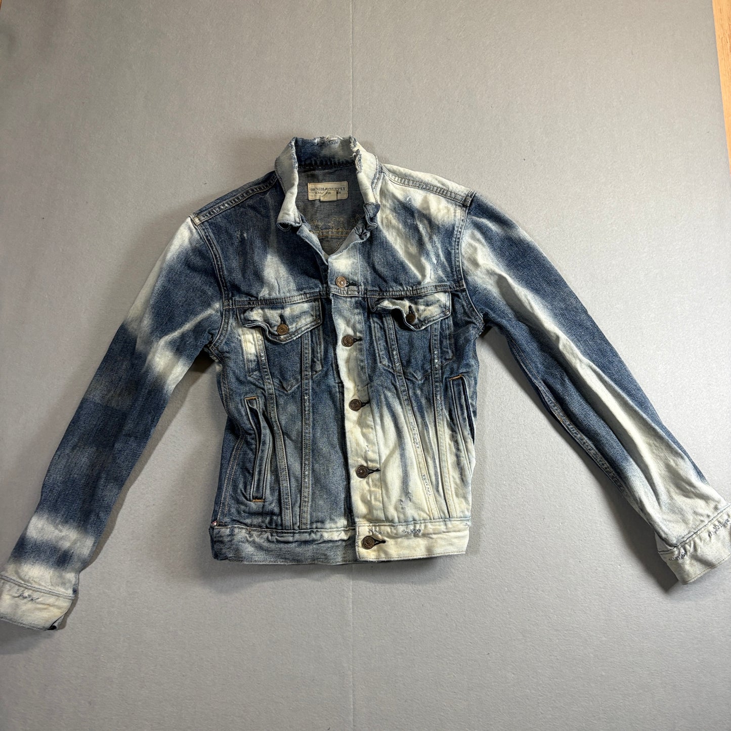 Ralph Lauren Denim Supply Eagle Denim Jacket S Fits Like XS Bleach Distressed