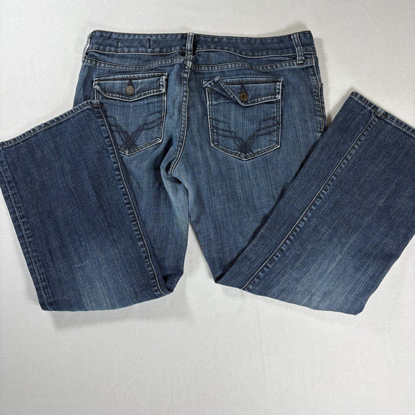 Women’s Blue Jeans Bootcut Flare Denim Pants Size 12A Dark Wash Stretch