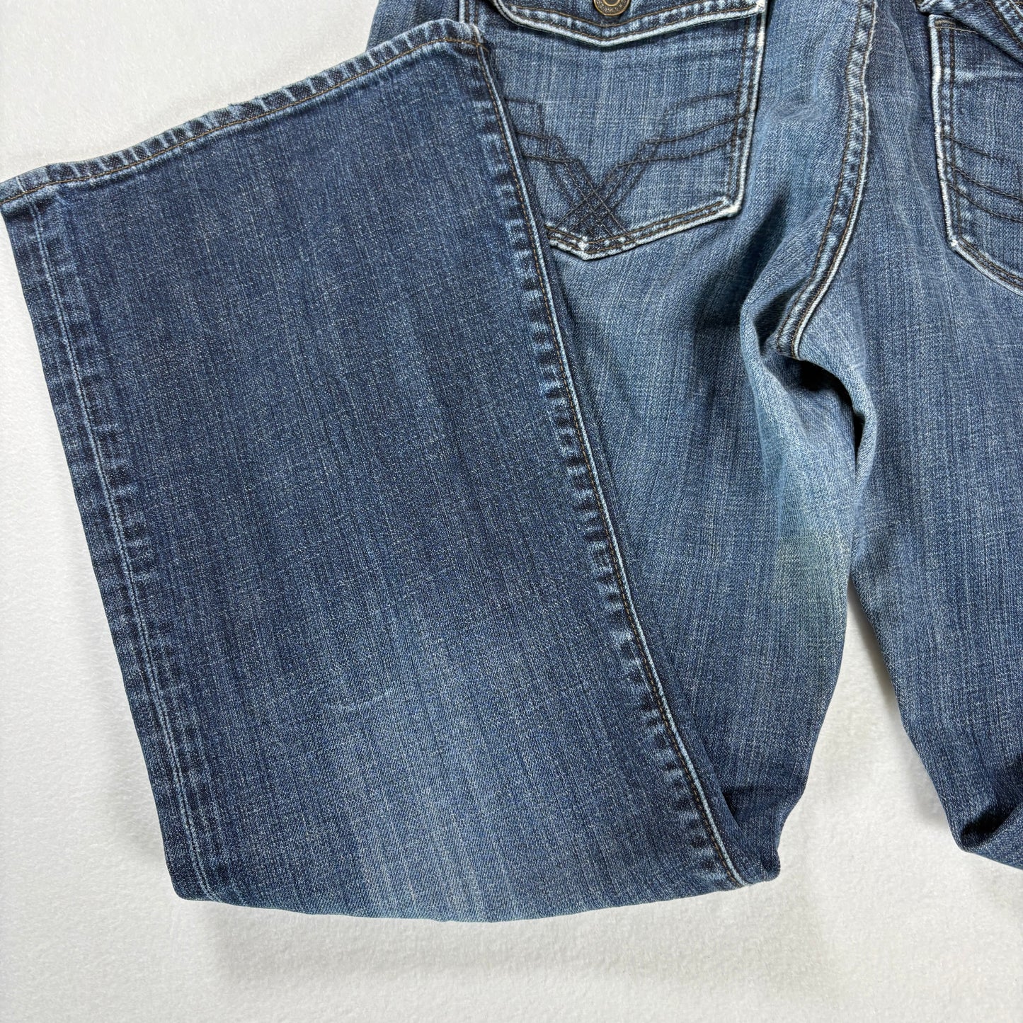 Women’s Blue Jeans Bootcut Flare Denim Pants Size 12A Dark Wash Stretch